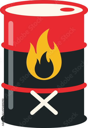 Flaming oil barrel hazard warning industrial symbol vector