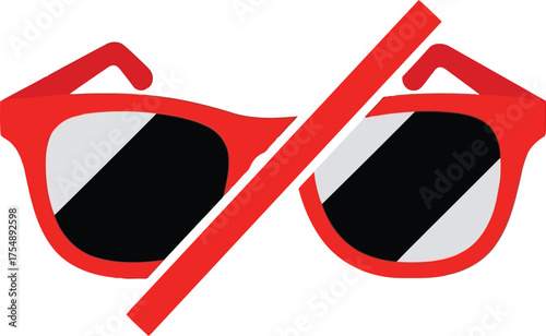 Red sunglasses prohibition symbol vector