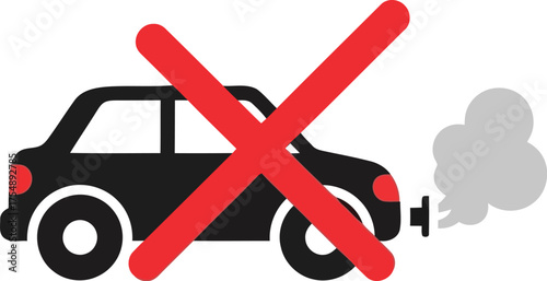 No car icon exhaust smoke symbol prohibited transport vector
