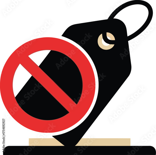 Sale tag prohibition discount forbidden no price tag icon vector