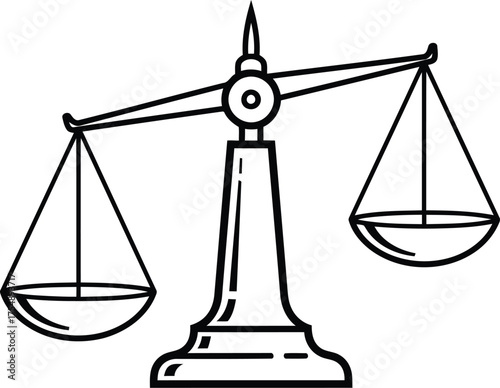 Simple line art justice scales imbalance symbol vector