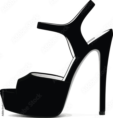 Elegant black platform stiletto heel sandal vector
