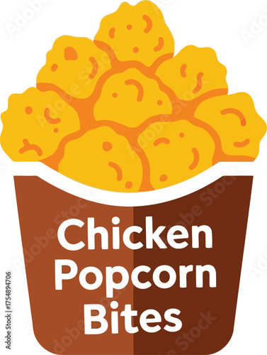Crispy chicken popcorn bites appetizer fast food snack vector