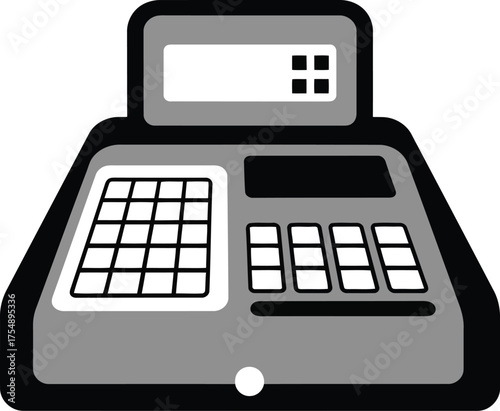 Retro cash register machine illustration simple vector graphic retail pos system vector