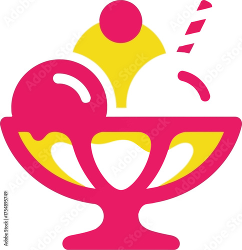 Vibrant ice cream sundae flat icon sweet treat dessert vector art vector