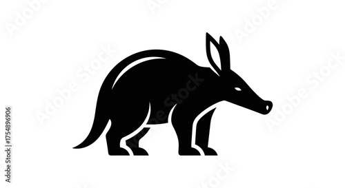 Aardvark Silhouette Illustration African Mammal with Distinctive Features.
