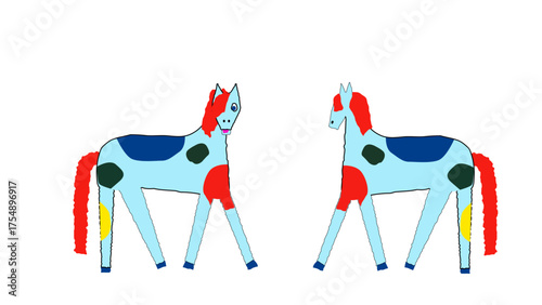 This charming hand drawn sketch depicts a horse in a whimsical childlike style The simple lines and playful naive look of the drawing convey the innocence and creativity of childhood