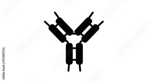 Antibody molecule structure black icon on white background.
