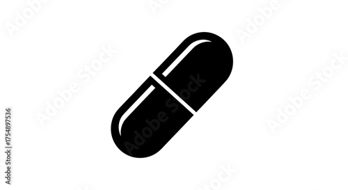 Black capsule icon isolated on white background.