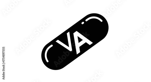 Black capsule with VA letters medical health treatment concept.