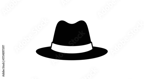Black Fedora Hat Icon.