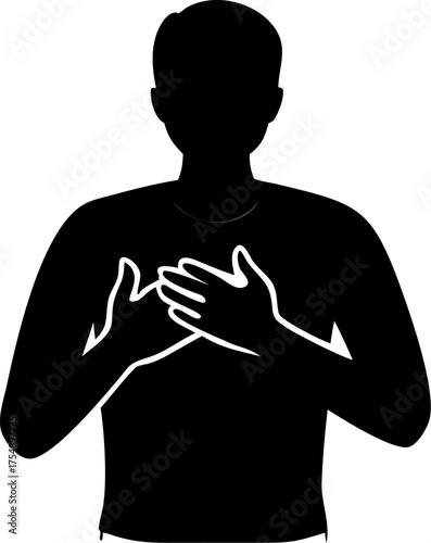 Man Holding Chest Silhouette