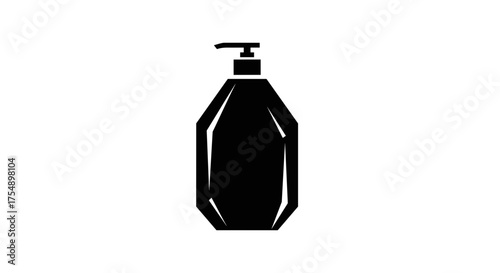Black silhouette of a pump bottle for liquid soap or lotion.