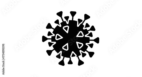 Coronavirus Black and White Illustration on White Background.