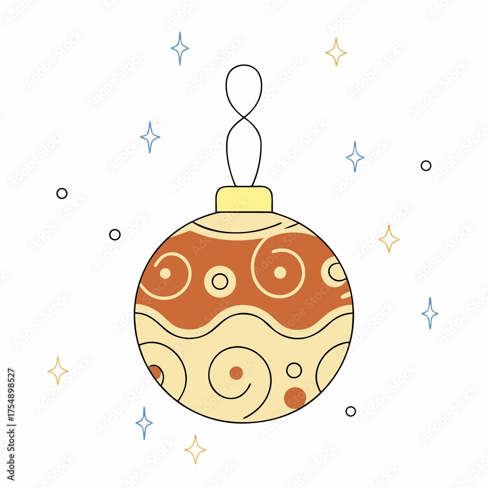 Obraz premium A vibrant red glass bauble ornament hanging on a Christmas tree with holiday decorations for the winter season and New Year celebration