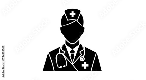 Doctor Icon Silhouette for Medical and Healthcare Concepts.