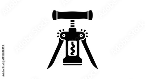 Elegant black corkscrew tool for opening wine bottles.