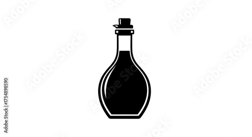 Elegant Glass Bottle with Cork Stopper Silhouette.