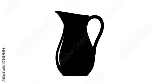 Elegant black pitcher silhouette on a white background for design.