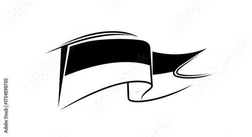 Abstract Black and White Flag – Minimalist Waving Symbol