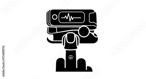 Fingertip Pulse Oximeter Medical Diagnostic Tool Icon.