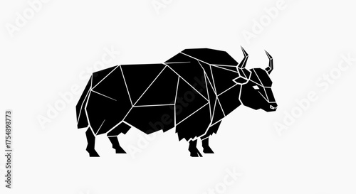 Geometric Yak Silhouette A Striking Black and White Design.