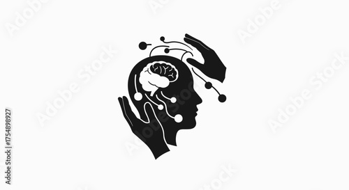 Human Brain Technology Concept Icon.