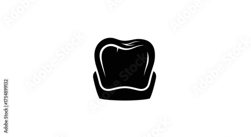 Isolated black tooth icon for dental healthcare.