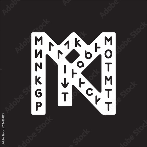 Mysterious runic alphabet maze pattern mysterious ancient symbols creative design artistic concept