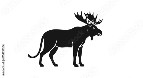 Majestic moose silhouette standing proudly against a white background.