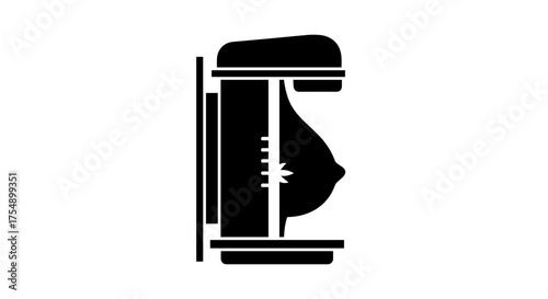 Mammography machine glyph icon for breast cancer screening test.