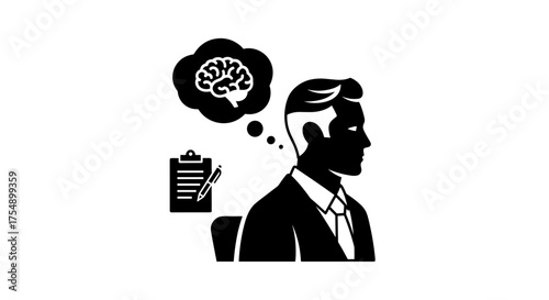 Man Thinking About Brainstorming Ideas and Planning.