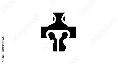 Medical cross symbol representing human anatomy and internal organs.
