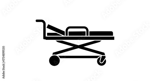 Medical Stretcher Icon Black Silhouette.
