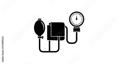 Medical sphygmomanometer icon for measuring blood pressure.