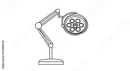 Medical surgical lamp line art vector illustration.