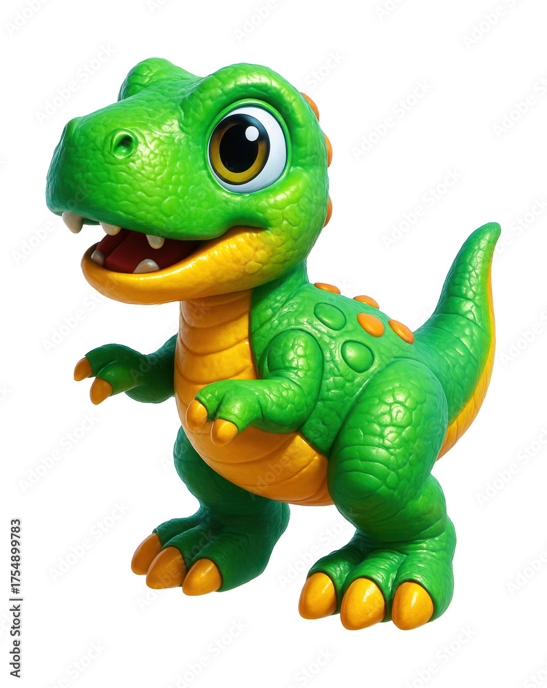 Fototapeta premium Interactive dinosaur toy for playrooms, featuring touch-responsive sensors.