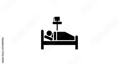 Patient Resting in Hospital Bed with IV Drip Icon.