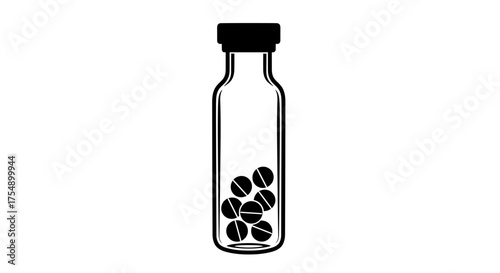 Pill Bottle Illustration Depicting Medication and Pharmaceutical Drugs.