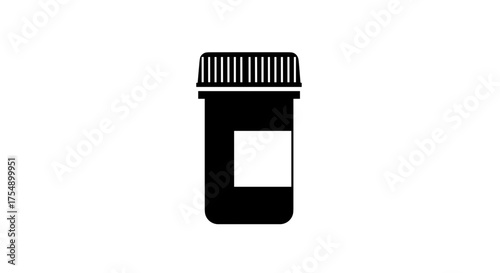 Pill bottle silhouette icon on a white background.