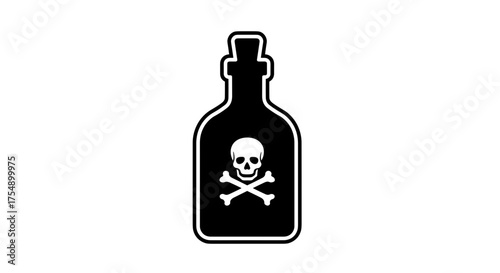 Poison Bottle with Skull and Crossbones Symbol.