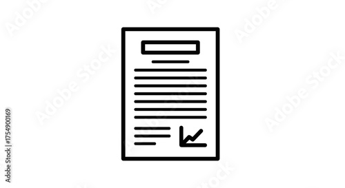 Signed document line icon isolated on white background.