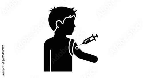 Silhouette icon of a person receiving a vaccination shot.