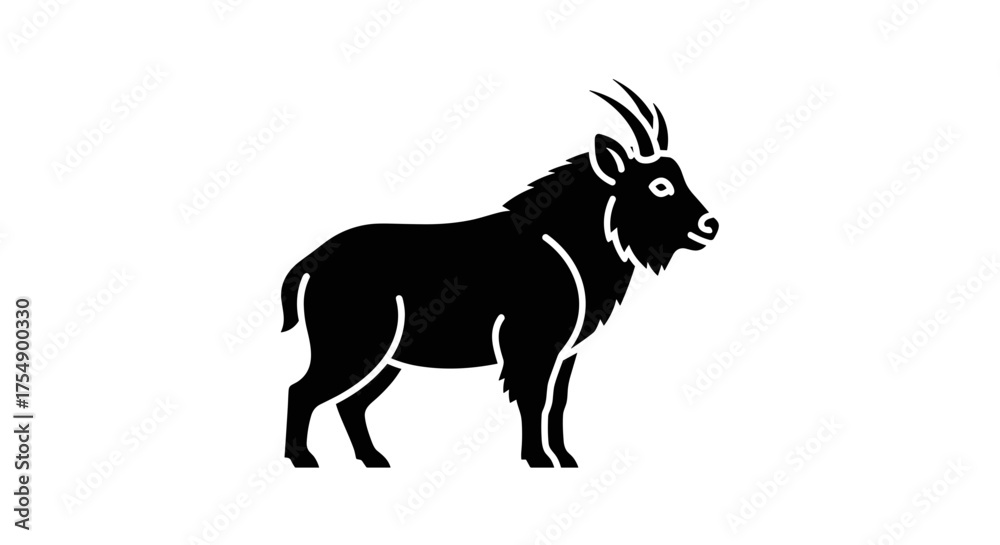 Obraz premium Silhouette of a majestic ibex standing proudly against a white background.