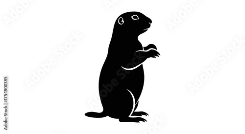 Silhouette of a prairie dog standing upright on a white background.