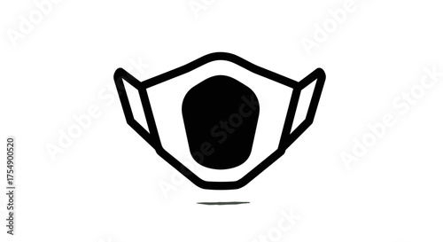 Simple Black and White Face Mask Icon Illustration.