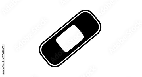 Simple Black and White Bandage Icon.