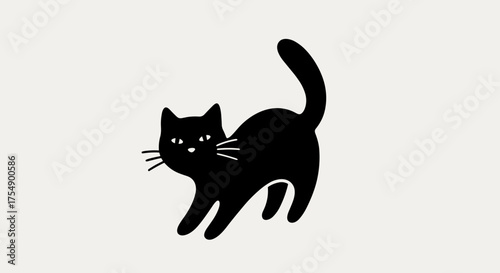Simple black cat silhouette illustration on a light background.