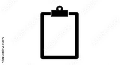 Simple black clipboard icon isolated on a white background.