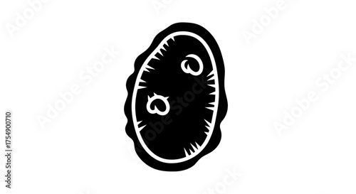 Simple black potato vegetable icon isolated on white background.